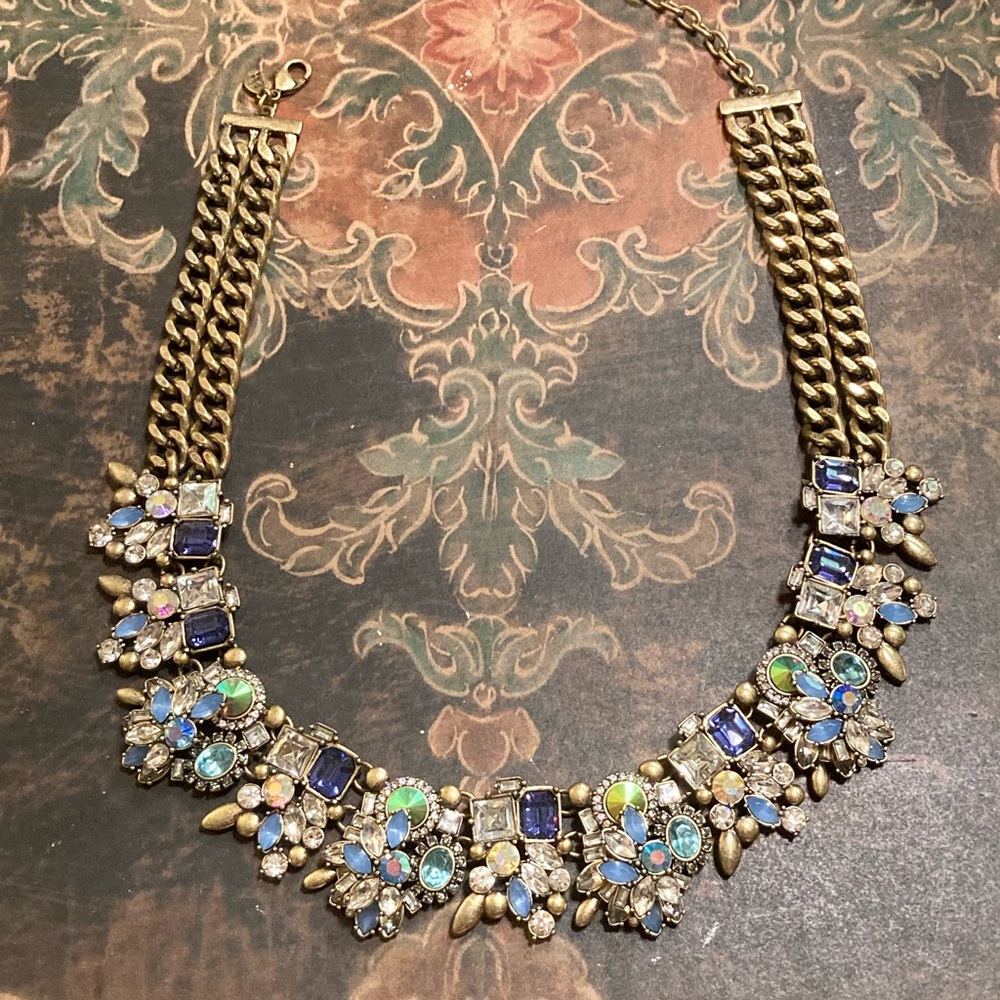 Joan Rivers Shades of Blue Multi-Shape Crystal ENCRUSTED Necklace